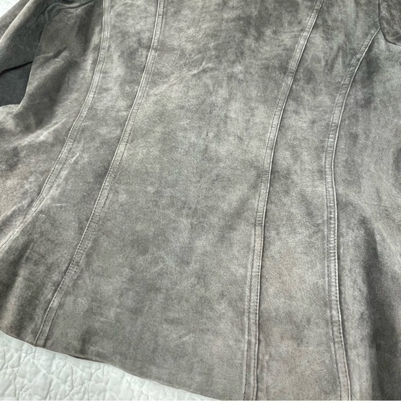 🔥Y2K Ann Taylor Brown Chocolate Suede Blazer 100% Leather Preppy Jacket Women 14 - Picture 7 of 16